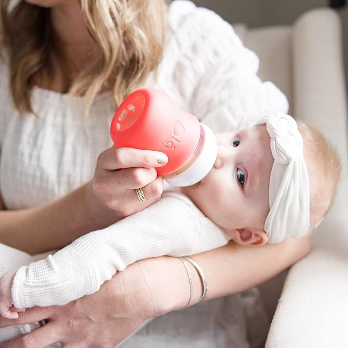 Olababy Silicone Sleeve for Avent Natural Glass Baby Bottles (4 oz, Blue)