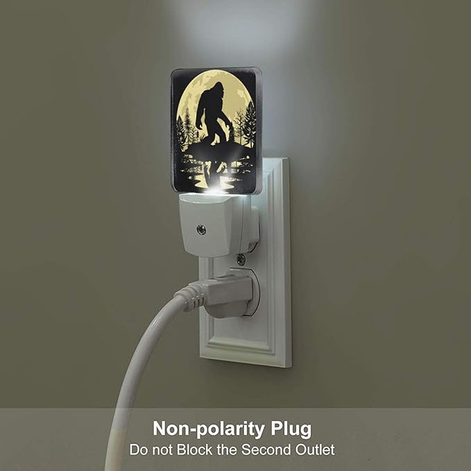 Big Foot Forest Moon Night Light,Plug-in Nightlights Auto Sensor Night Lamp Dusk-to-Dawn Lamp Home Decor for Nursery Children Girls Boys