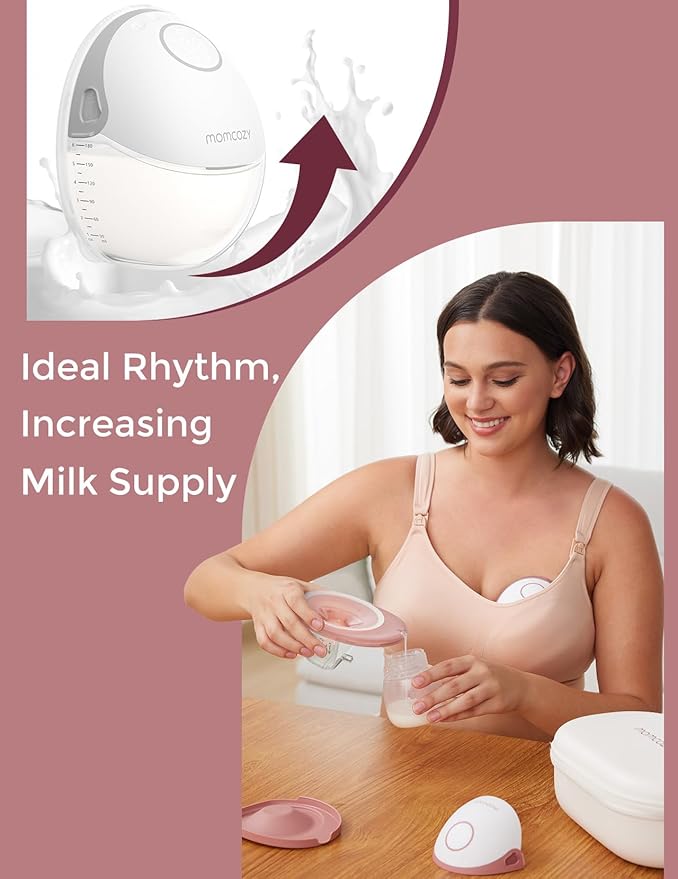Momcozy Breast Pump Hands Free Mobile Style | M6, Wearable Breastfeeding Pump Ideal Rhythm for More Milk, DoubleFit Flange More Fit & Discreet with 3 Modes & 9 Levels, 24mm - 2 Pack Quill Gray