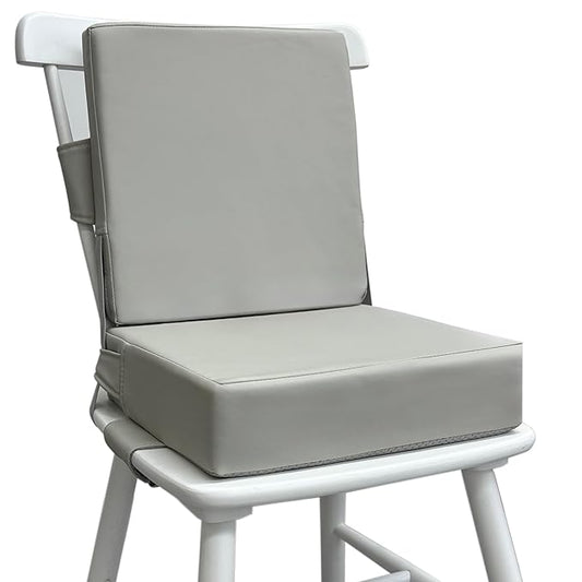 Booster Seat for Dining Table, PU Anti-Scratch Easy Cleaning Kids Toddler Booster Seat for Table, Portable Travel Increasing Cushion for Chair - Light Grey