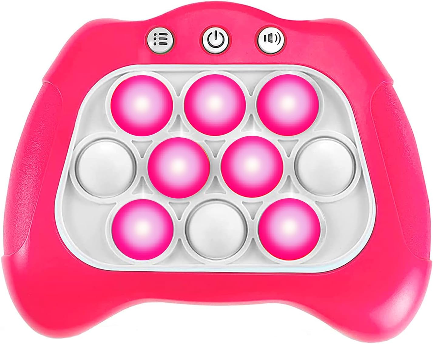 Quick Push Puzzle Game Machine Pop Fidget Light-Up Squeeze Poppet Sensory Toy Educational Push Pop Bubble Toy Stress Relief Party Favors Puzzle Game for Kids Teens Adults （Pink）