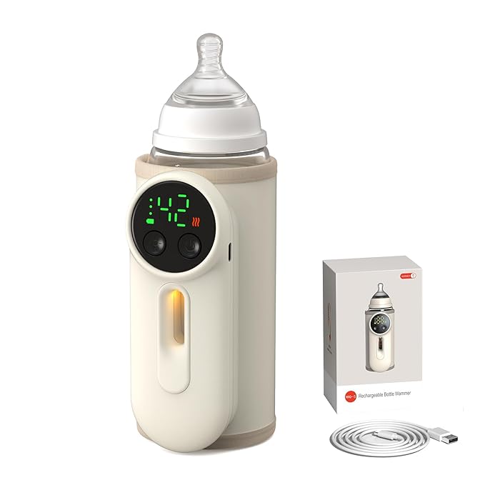 Portable Bottle Warmer for Baby Fast Baby Milk Warmer Multi-Function Milk & Formula Heater Even Heating & Defrosting Fits Most Bottles Ideal for Travel & Home Baby Feeding On The Go