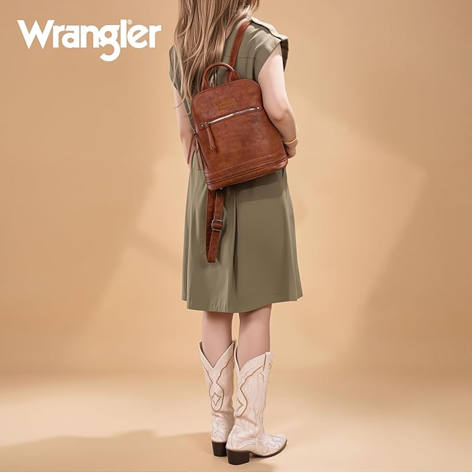 Montana West Wrangler Backpack Purse for Women Medium Ladies Bookbag Travel Daypacks Bags Brown Purse