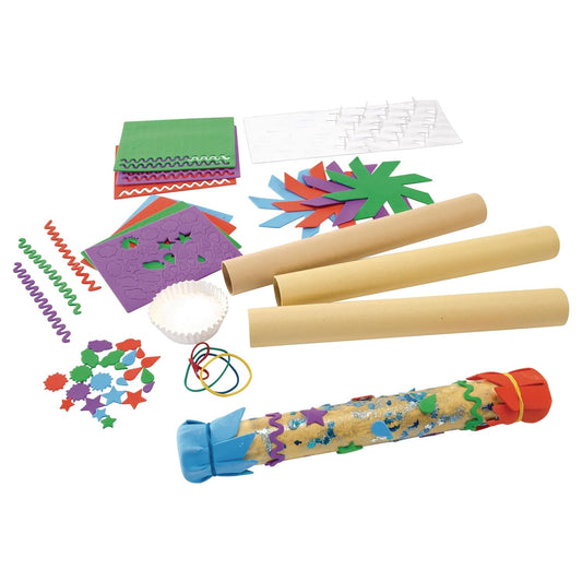 Colorations - RAINKIT DIY Rainstick Kit for Kids, Set of 12, EVA Foam and Cardboard, Native American, Craft Kit, Self-Adhesive, Toys for Kids, Early Learning, Multi-Cultural, Social Sensitivity