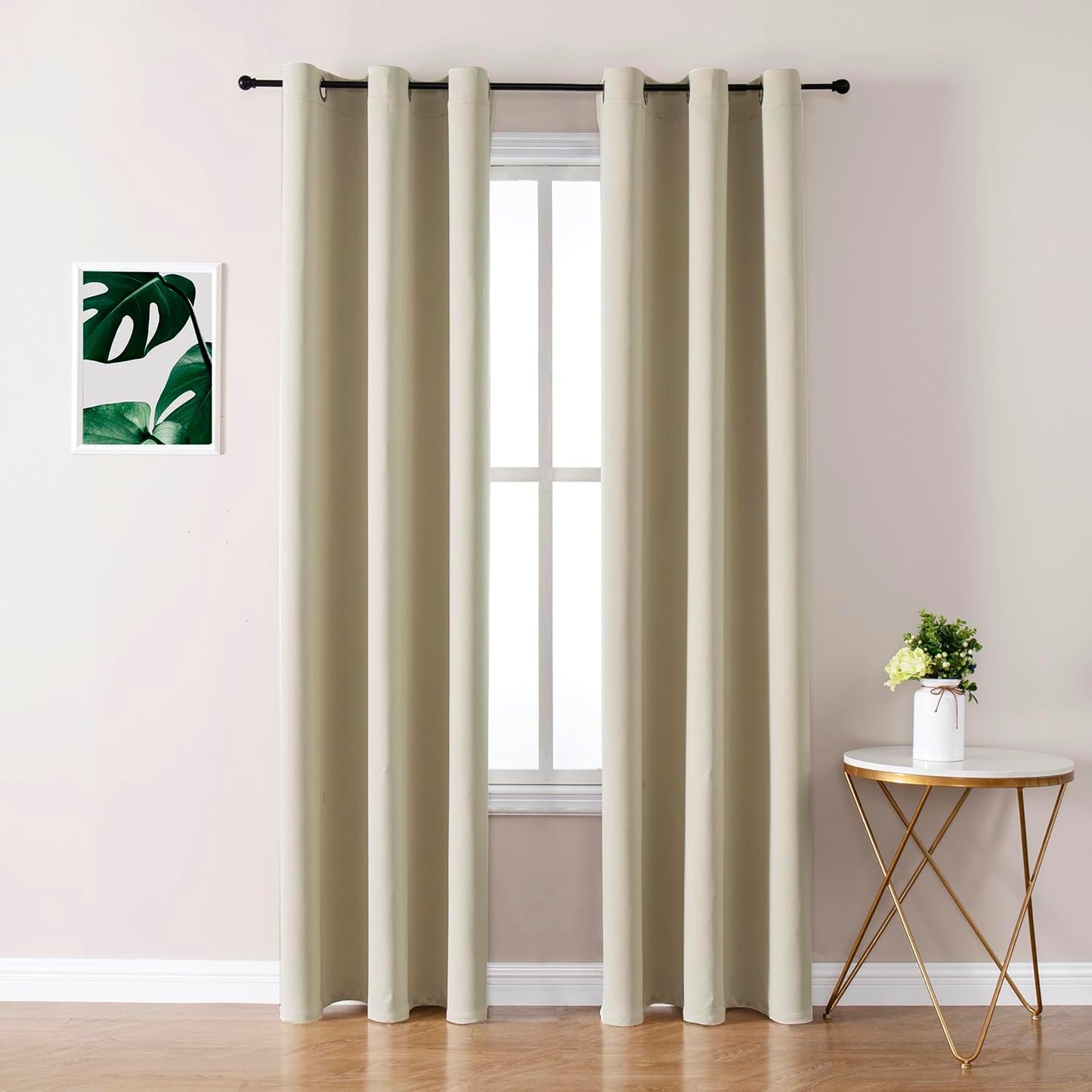 ChrisDowa Blackout Curtains 78 inches Long for Bedroom - 2 Panels Set Grommet Thermal Insulated Room Darkening Curtains for Living Room (Beige, 42 x 78 Inch)