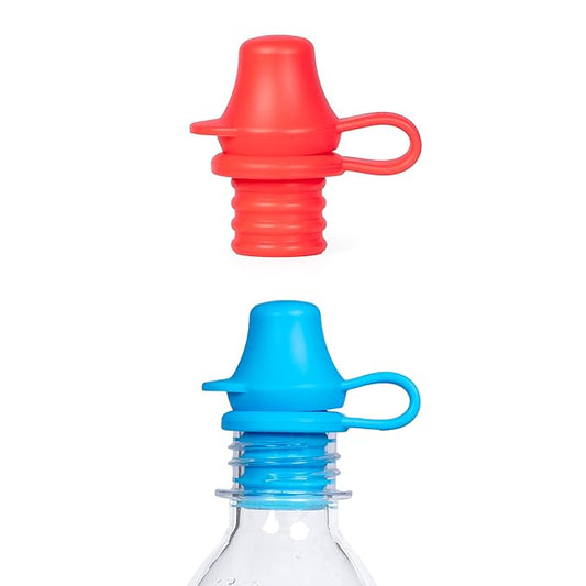 Original Water Bottle Topper for Toddlers – 100% Silicone Sippy Top Spout with Protective Cap makes the Bottle Top a Spill Proof Lid for Kids and Adults - 2 Pack - Original