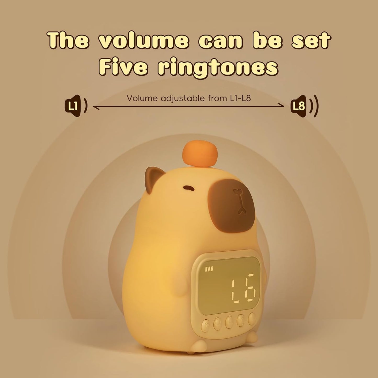 Capybara Alarm Clock with Night Light for Kids, 7 RGB Color Cute Alarm Clocks for Bedrooms Ok to Wake Clocks, Silicone Animal Tabletop Lamp for Teen Girls Boys