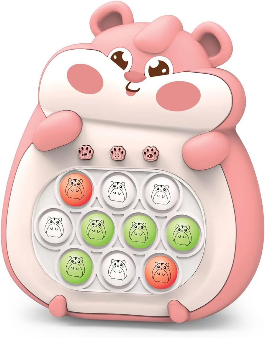 Puzzle Pop Light Up Game Fidget Travel Games /Upgrad Travel Sensory Fidget Toys Popular Handheld Games for Teenagers Anti Anxiety Autism Relief Birthday Party Gift (Pink Hamster)