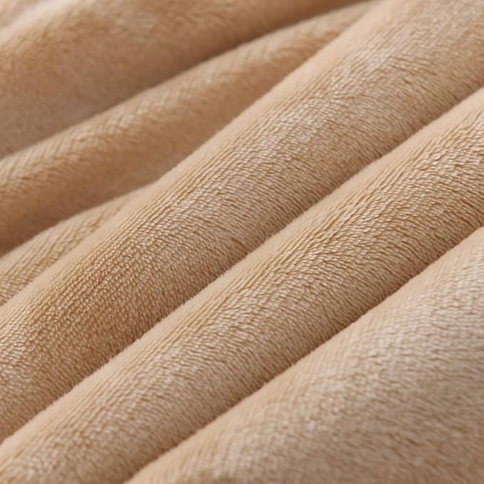NANPIPER Reversible Sherpa Flannel Blanket Super Soft Fuzzy Lightweight Fleece Microfiber for Bed/Couch (50"x60",Beige)