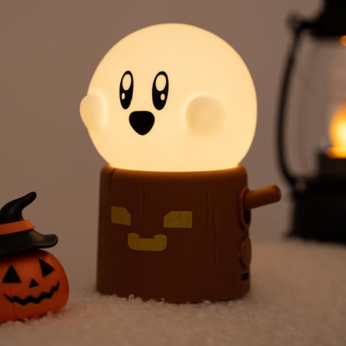 Ghost Campfire Night Light, Small Ambient Lamp, Cute Night Light, 2 Modes/Rechargeable/Cordless/Dimmable Brightness, Warm Lamps for Kids Sleep Buddy, Work/Study Buddy, Gift
