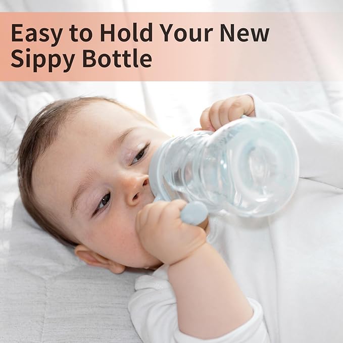 Straw Cup Conversion Kit Compatible with Philips Avent Natural Baby Bottle, Straw Transition Kit from Bottles, 4 Straw Top Nipples, 2 Weighted Straw Attachments, 2 Handles and 2 Cleaning Brushes