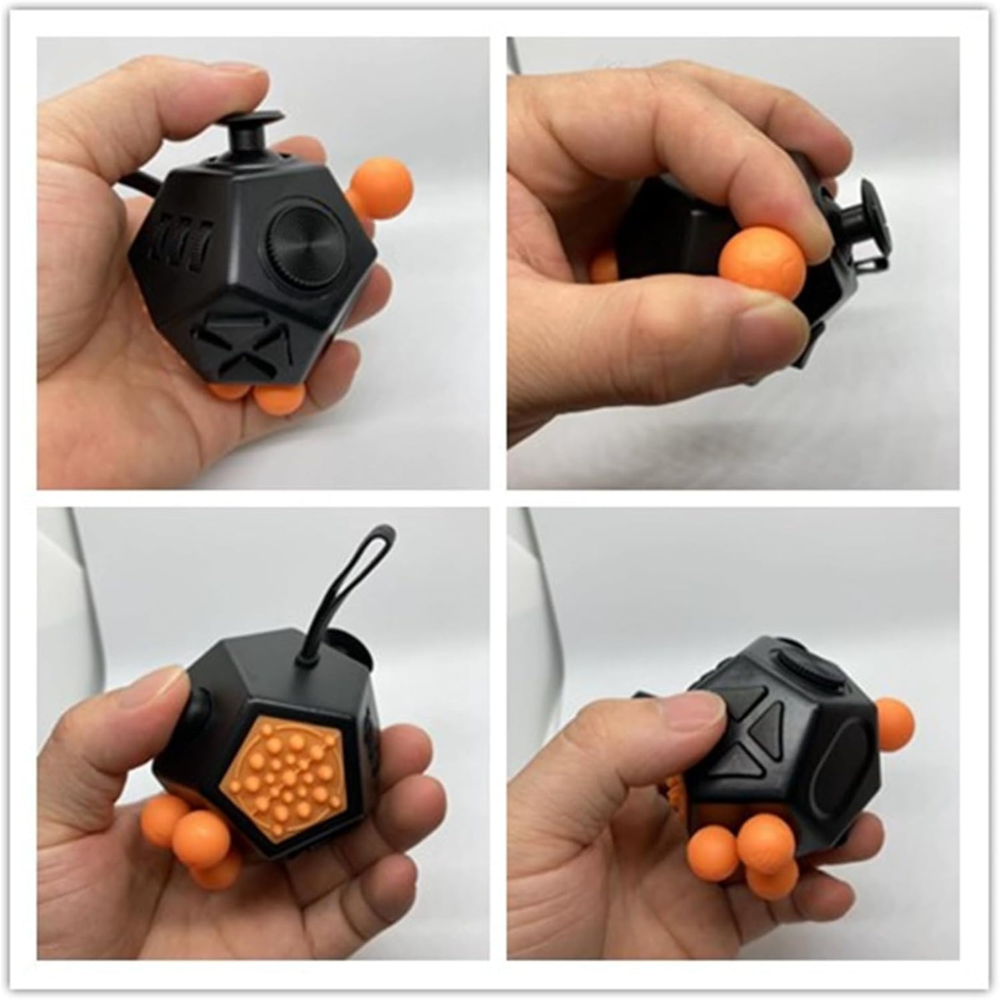 Fidget Toys Cube Relieve Stress Anti Anxious Depression 12-Sided Cube for Children and Adults with ADHD ADD OCD Autism Creative Toy (Black-A1)