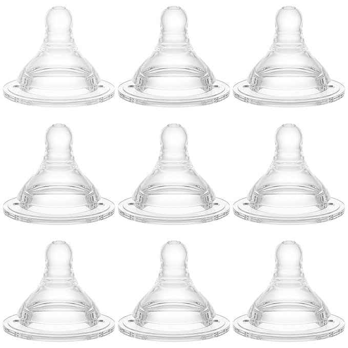 Bottle Nipples Slow Flow Nipple Level 1, 0m+, Compatible with Wide-Neck Baby Bottle, 9 Count