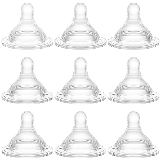 Bottle Nipples Slow Flow Nipple Level 1, 0m+, Compatible with Wide-Neck Baby Bottle, 9 Count