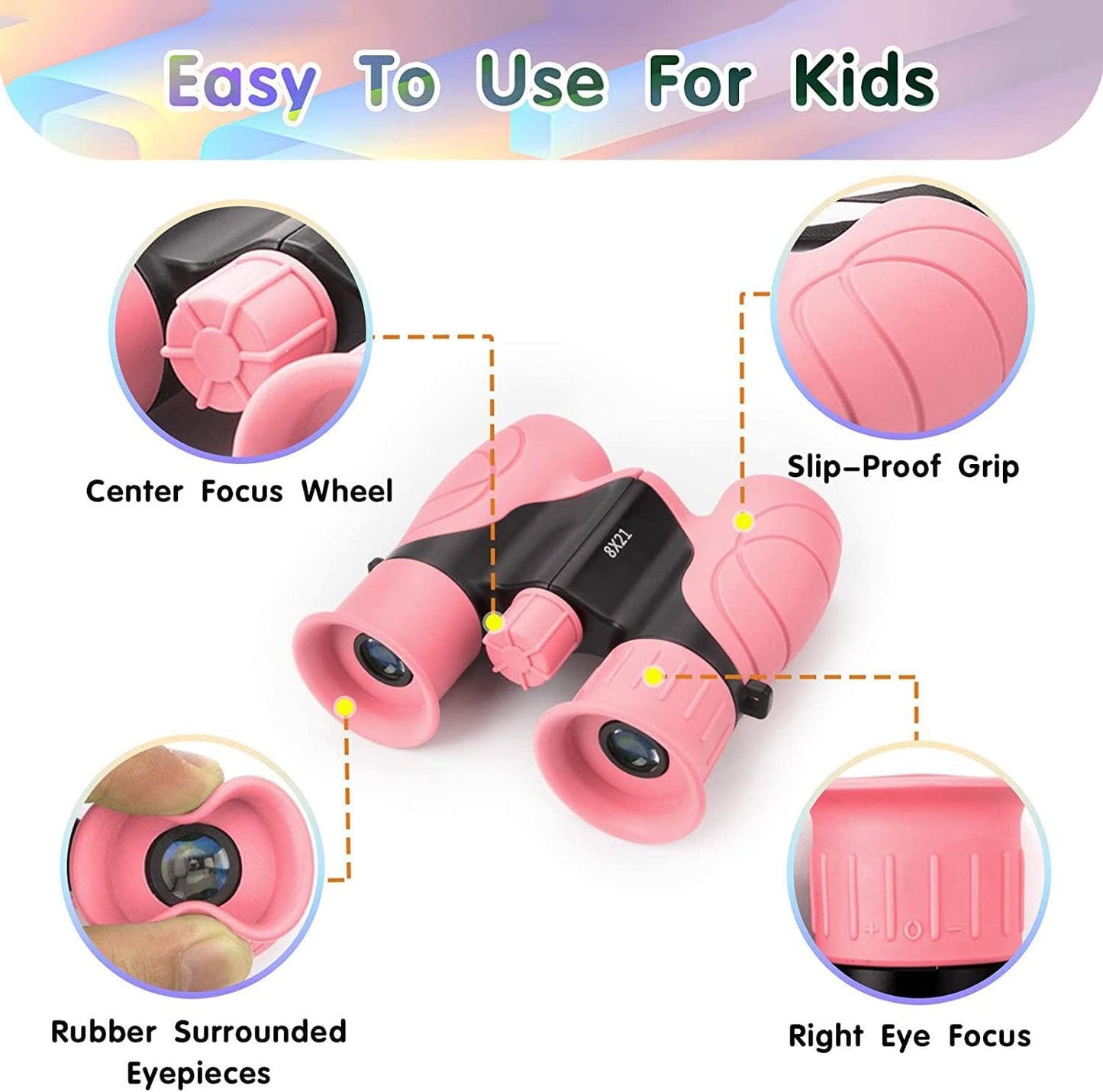 Binoculars for Kids,Compact Kids Binoculars 8x21 High-Resolution for Bird Watching, Camping, Exploration, Hiking, Hunting, Sports Events and Safari Park Gifts for 3-12 Year Boys Girls