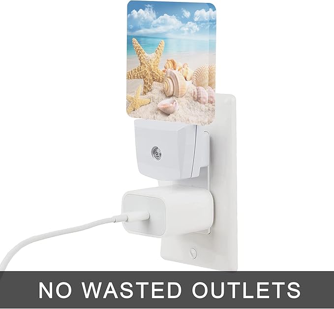 Starfish and Seashells Beach Night Light,Night Lights Plug into Wall for Boys Girls, Led Lights Indoor Home Decor 0.5W Nightlight Sleep Friendly