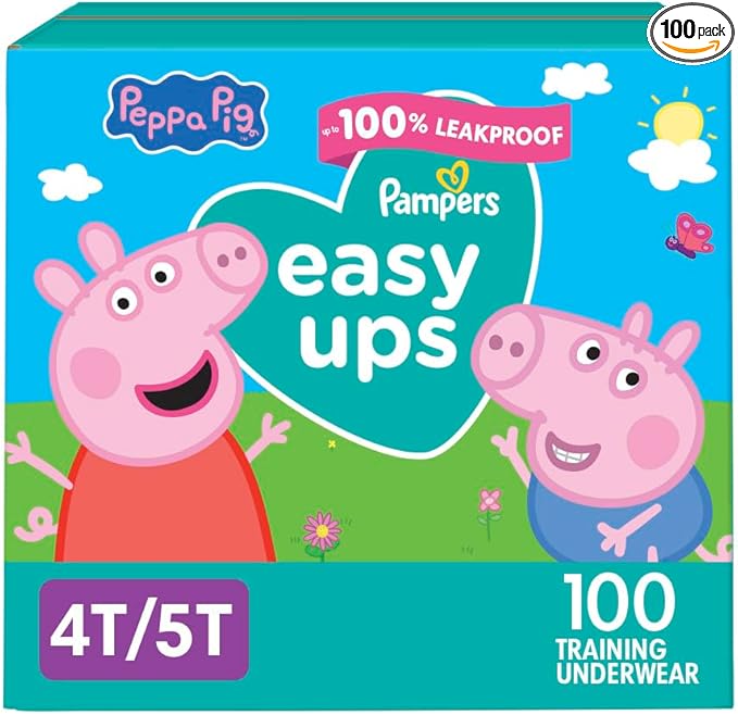 Pampers Training Pants - Easy Ups Girls & Boys - Size 4T-5T, 100 Count, Peppa Pig Potty Underwear (Packaging May Vary)