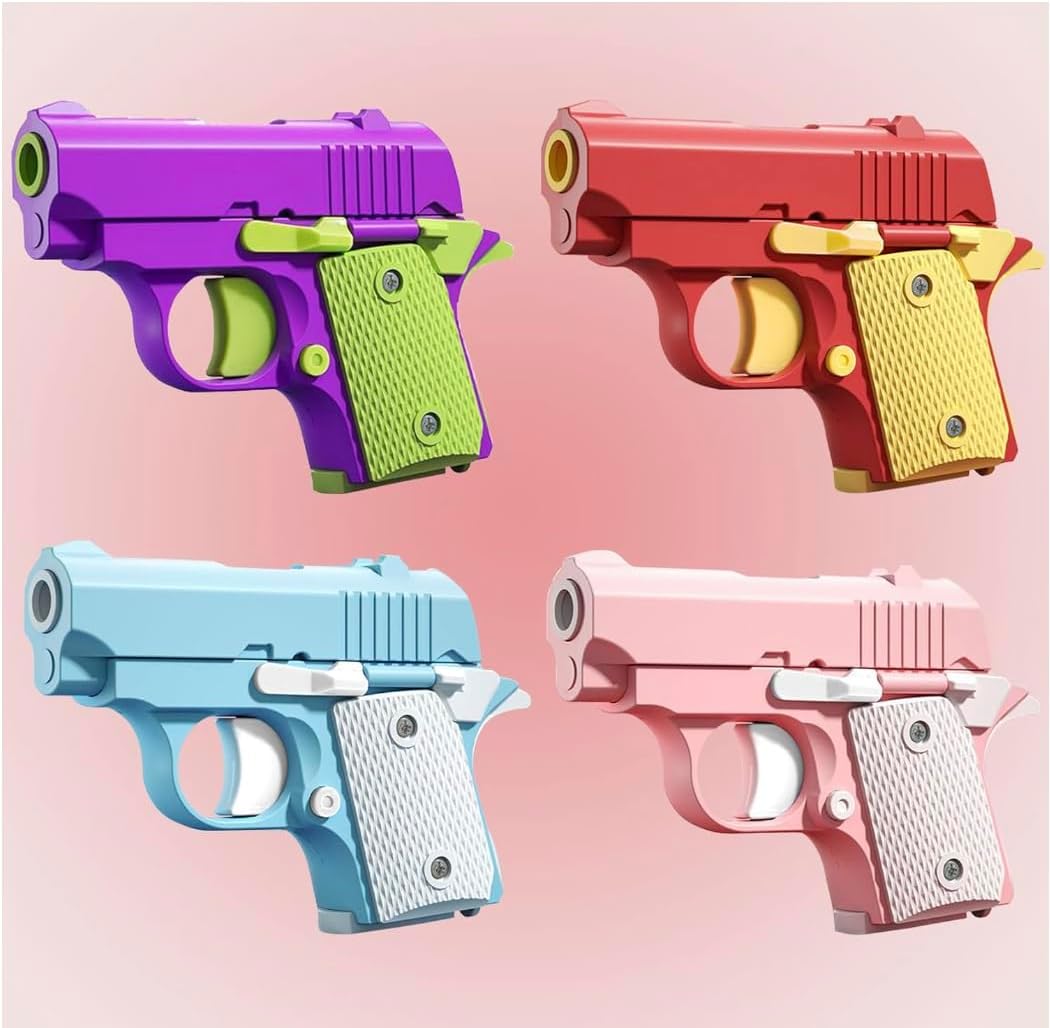 Fidget Gun Toy, 3D Printed Mini Toy, Stress Shot, Gravity Fidget Toy, Gun Fidget Toy, Fidget Toys Adults & Kids, Pink