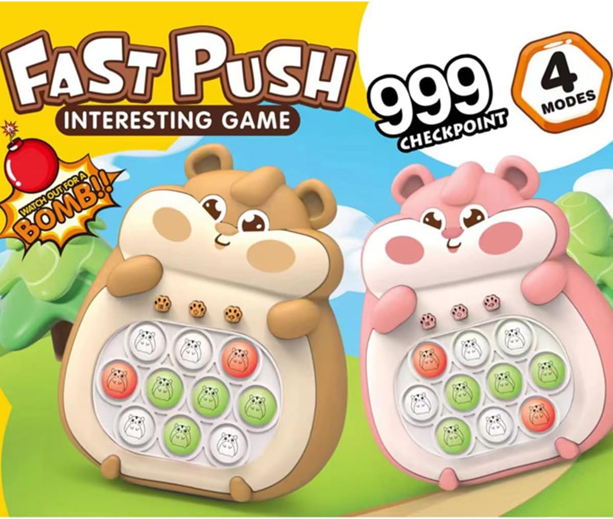 Puzzle Pop Light Up Game Fidget Travel Games /Upgrade Travel Sensory Fidget Toys Popular Handheld Games for Teenagers Anti Anxiety Autism Relief Birthday Party Gift (Brown Hamster)