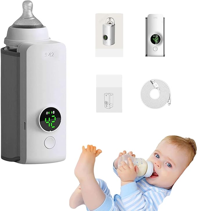 Portable Bottle Warmer,Baby Bottle Warmer,Portable Bottle Warmer for Travel,USB Rechargeable Constant Temperature Milk Warmer Universal Bottle Insulation Sleeve for Baby Formula Breast Milk(white)