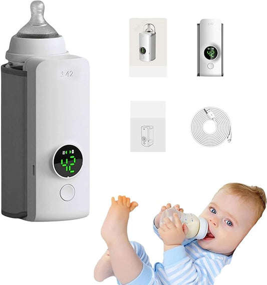 Portable Bottle Warmer,Baby Bottle Warmer,Portable Bottle Warmer for Travel,USB Rechargeable Constant Temperature Milk Warmer Universal Bottle Insulation Sleeve for Baby Formula Breast Milk(white)
