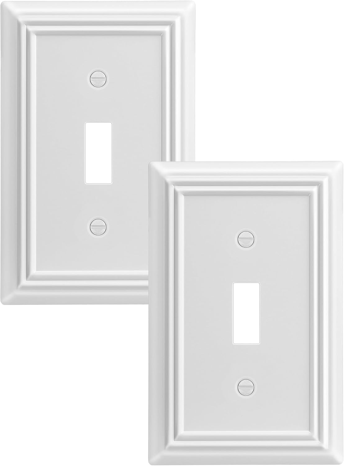 DEWENWILS Single Toggle Wall Plates, White Metal Light Switch Cover Plates, 4.92" x 3.14" Outlet Wall Plates, Switch Plate Covers for Home Decor, 2 Pack