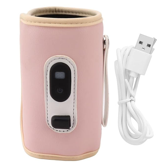 Baby Milk Bottle Warmer with USB Digital Display - Portable 5 Speed Milk Heat Keeper for Breastmilk and Water (Pink)