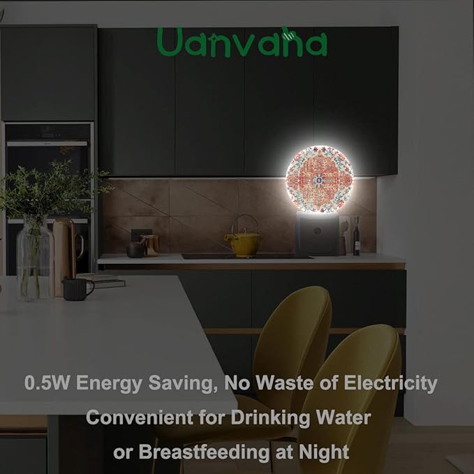 Boho Mandala Night Light Vintage Floral Flowers Carpet Pattern Night Lights Plug into Wall 0.5W LED Lighting Auto on/Off for Hallway Stairway Kitchen Home Decor