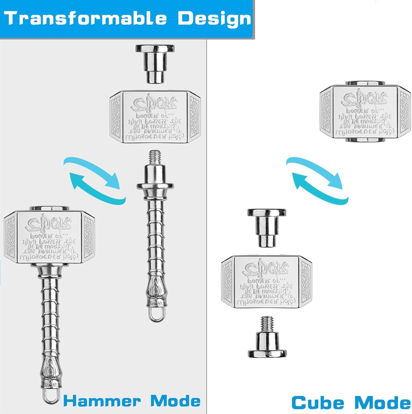Cool Mini Hammer Fidget Spinner Transform Fingetip Spinner Metal for Kids Adults, Sensory Fidget Toy Infinity Cube Block, Fidgit Desk Toy, Anti Stress Anxiety Relief Stuffer Gifts for
