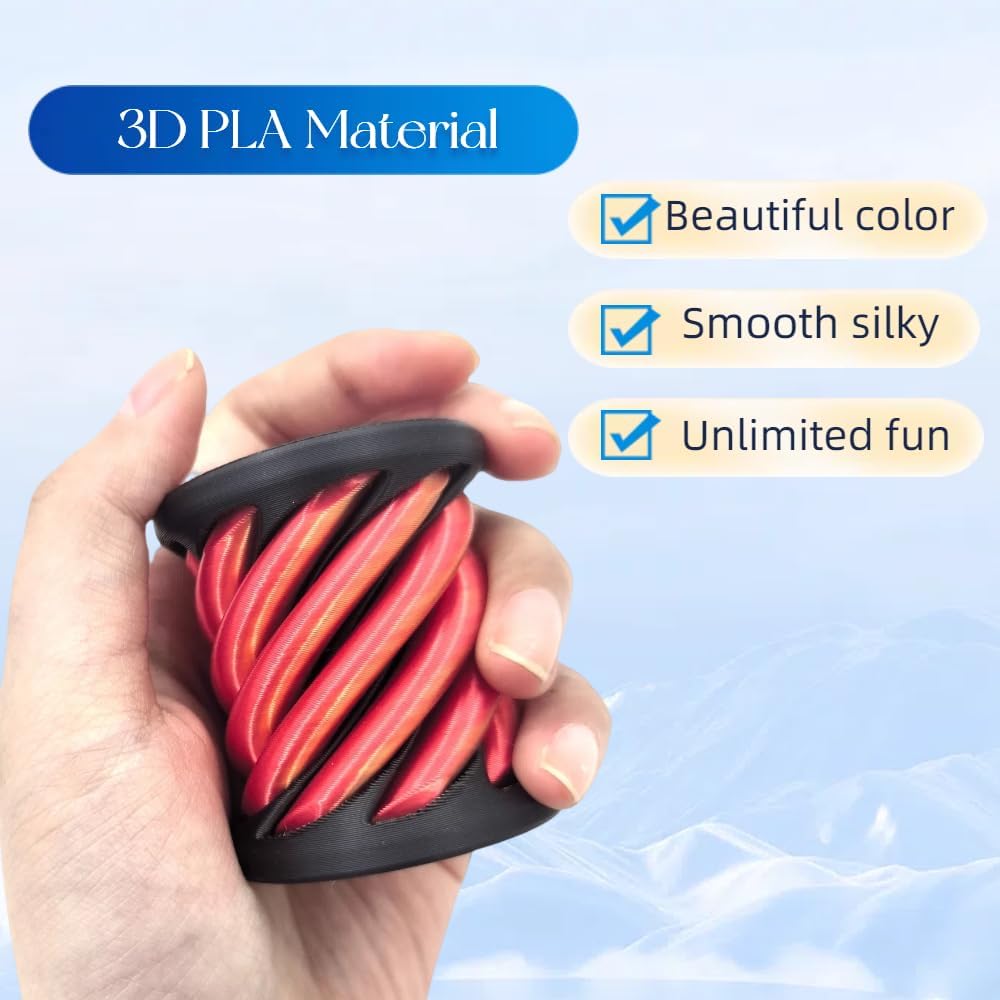 Impossible Pyramid Passthrough Sculpture, Pass Through Pyramid, 3D Printed Spiral Cone, Mini Vortex Thread Illusion (Red)