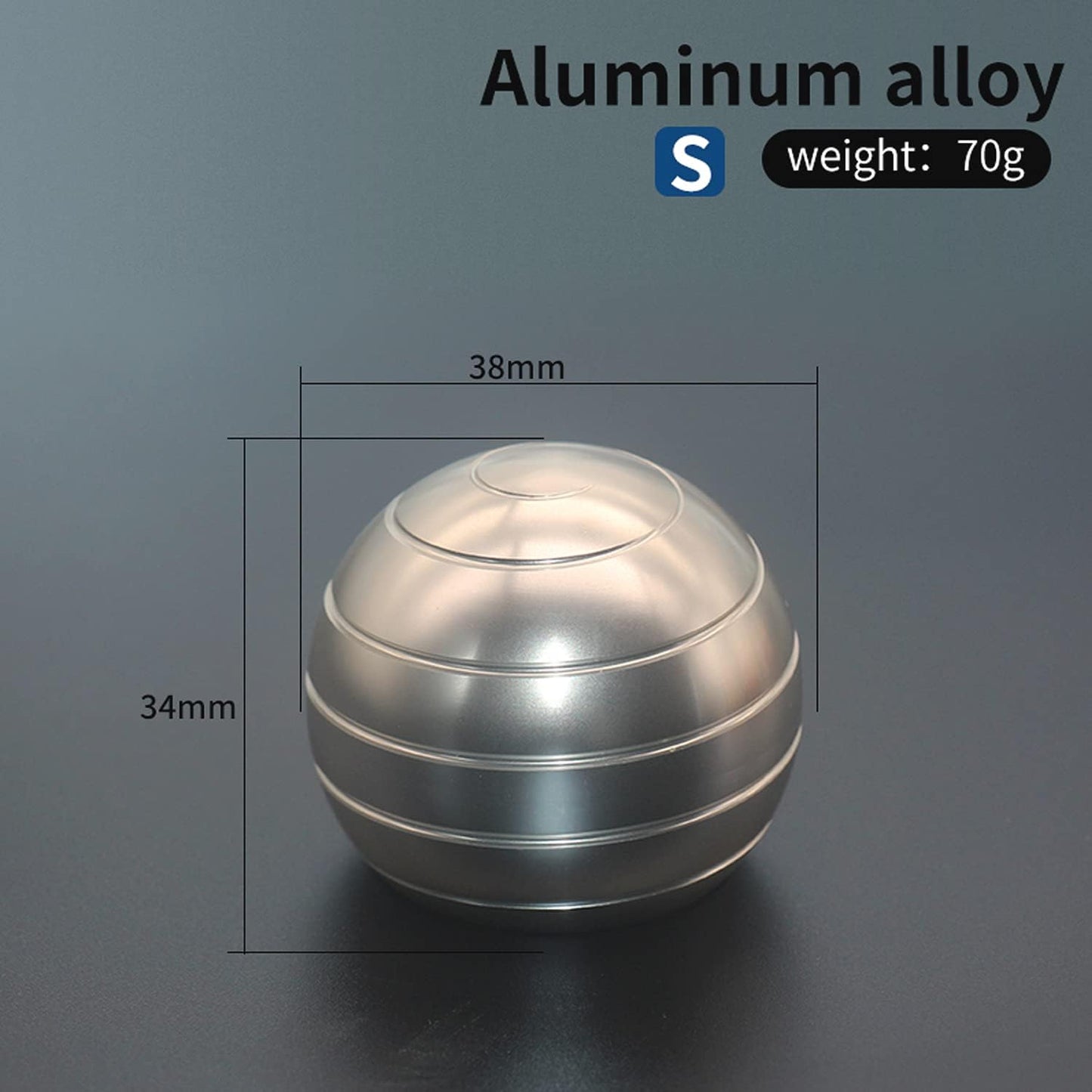 Desktop Motion Toys,Full Body Optical Illusion Fidget Spinner Ball,Creates a Mind-Bending Optical Illusion of Continuously Flowing Top Adult & Kids Pressure Reduction Toys Gifts(Silver)