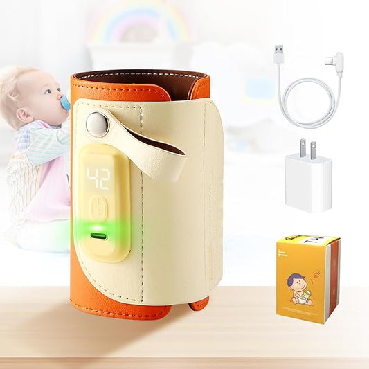 Portable Bottle Warmer,Baby Bottle Insulation Cover Bottle Warmer with 18W Quick Charge and LED Display,Adjustable Temperature Control, Handhold Milk Warmer for Home/Family Travel