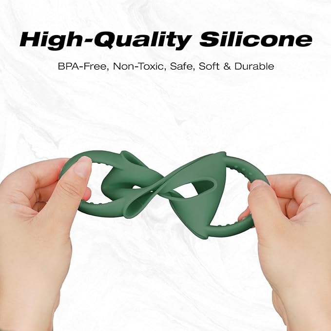 NiHome Tumbler Grip Compatible with 14oz Stanley Quencher, Fit for 12 15oz Zak Owala kids Cups Accessories Handle, Silicone Dual-Handle Tumbler Handles for Home Travel Outdoors Daily Use (2PCS,Green)