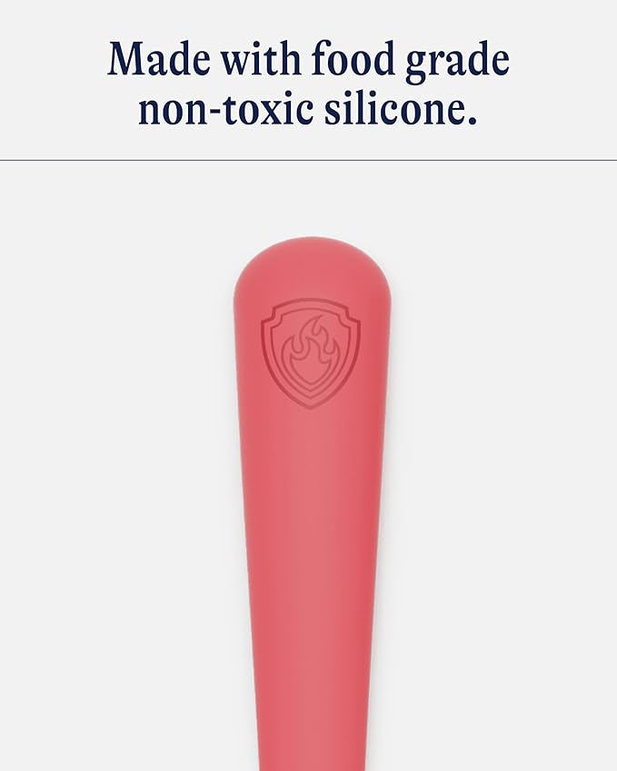 Lalo PAW Patrol Utensils - Toddler Fork and Spoon Set - Stainless Steel and Silicone Ergonomic Toddler Utensils - Children Safe Flatware Set - 2 Pieces - Marshall