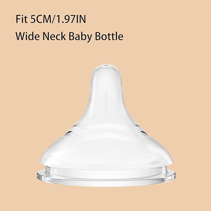 Silicone Bottle Nipple, Anti Colic Nipples for Baby, Natural Feel, S, 1 Months+, 4 Counts