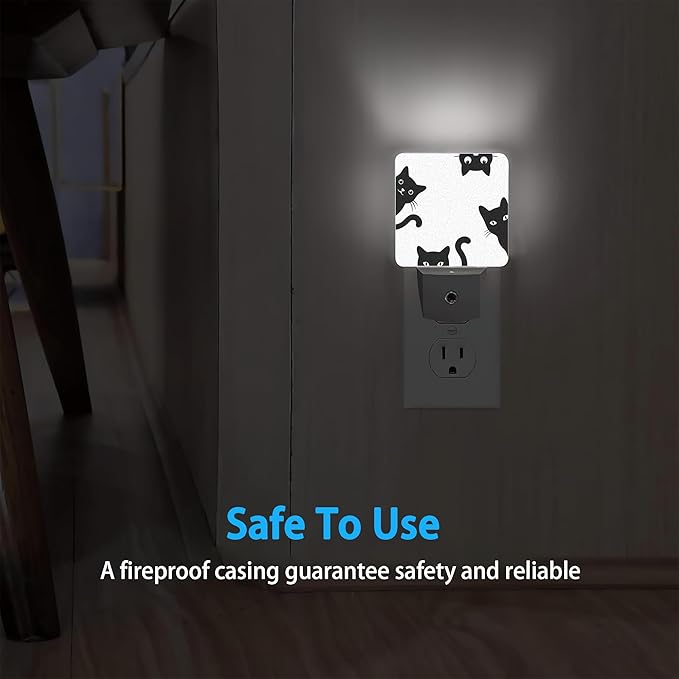 Night Lights Plug into Wall Black Cats Night Lights Dusk to Dawn Sensor Led Lamp for Women Men,Led Lights for Stairway/Hallway/Bedroom,0.5W