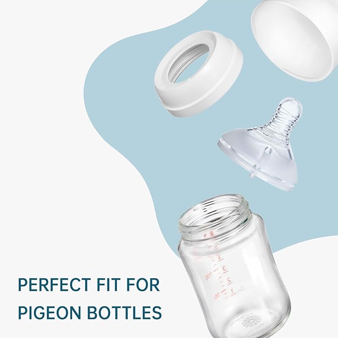 4Pack Replacement Silicone Nipple Compatible with Pigeon PP Nursing Bottle, Soft Spout Replacement for Pigeon, Easy Transition from Bottle to Cup, No Spill (SS, Newborn Flow)