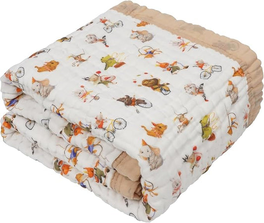 Organic Cotton Muslin Baby Blanket for Boys and Girls - Luxurious Soft Toddler Quilt for Swaddling - Gender Neutral Blanket - Baby and Toddler Gift - Circus