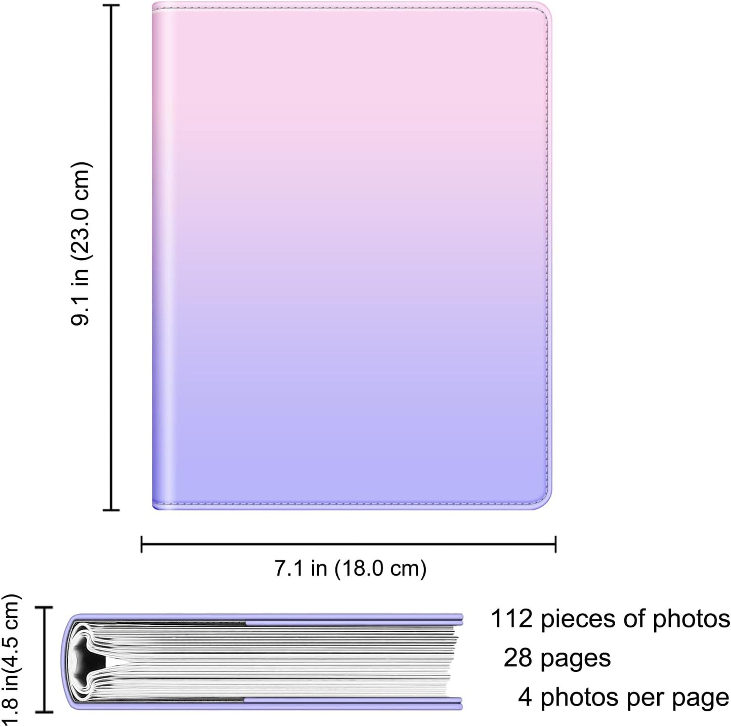 Fintie Photo Album for 4x6 Photos - 112 Pockets Vegan Leather Cover Memory Albums Book for Birthday Family Anniversary Vacation Pictures, Fantasy Ombre