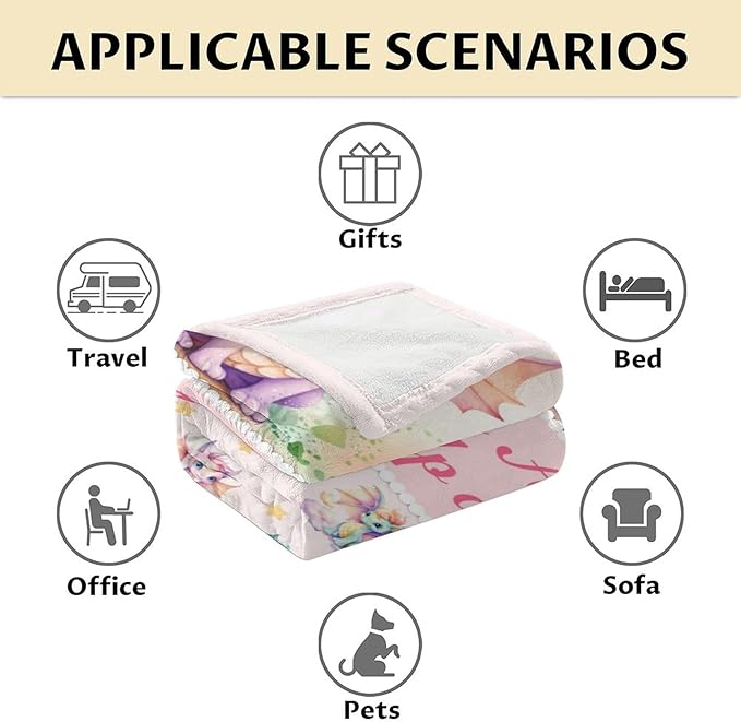 Dragon Blanket Gifts - 60x80 Inches Cute Throw Blanket for Babies, Kids, Boys & Girls - Pink Soft Fuzzy Blankets for Couch, Sofa & Bed