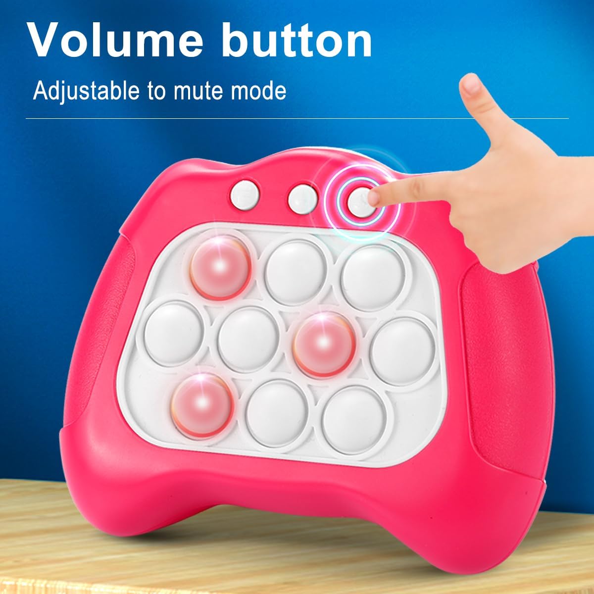 Quick Push Bubble Game,Popping Game Light up Pop Fidget Toy for Kids,Fast Push Console Game for Ages 3-12 for Boys and Girls,Handheld Puzzle Game Sensory Toys (Pink Universal)