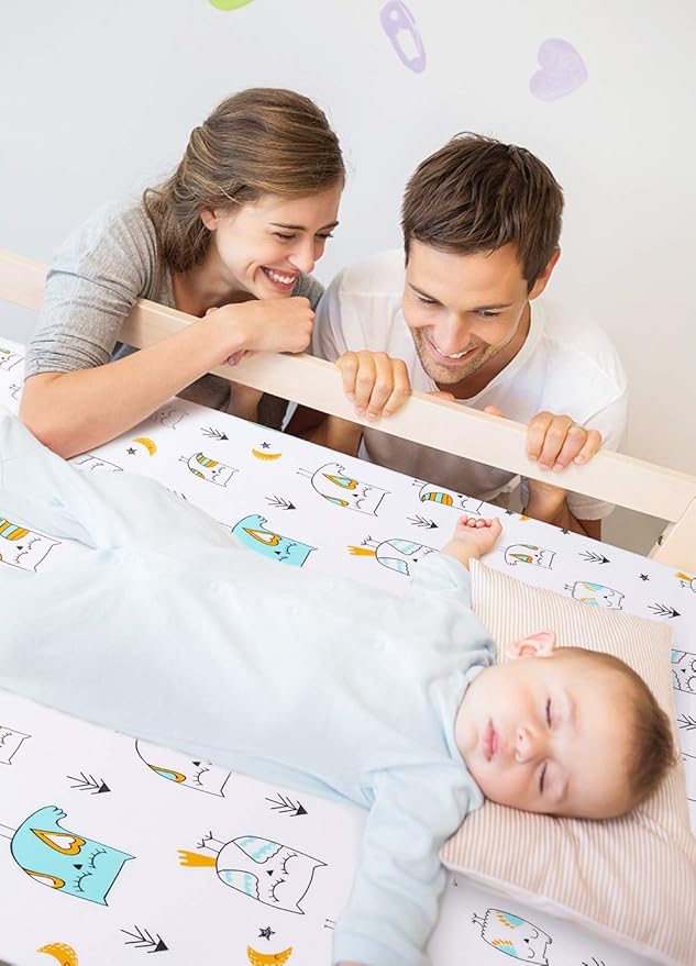 BROLEX Baby Fitted Crib Sheets: Kid Crib Sheets - Set of 2 for Toddler Standard Size Crib Mattress for Boys and Girls - Jersey Knit Crib Bed Sheets Arrow Owl