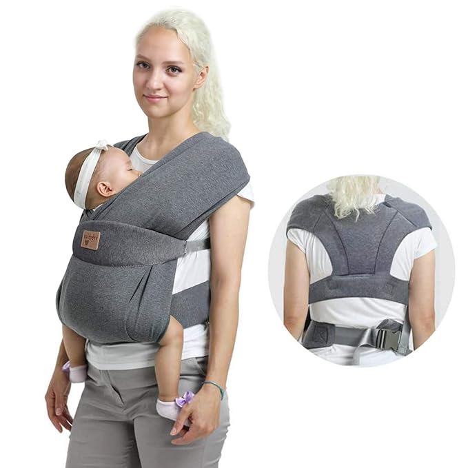 Ergonomic Baby Carrier for Newborns to Toddlers, Skin-Friendly and Soft Front Baby Carrier Wrap, Easy Breastfeeding, Lightweight and Breathable, Perfect Baby Shower Gifts (Dark Grey)