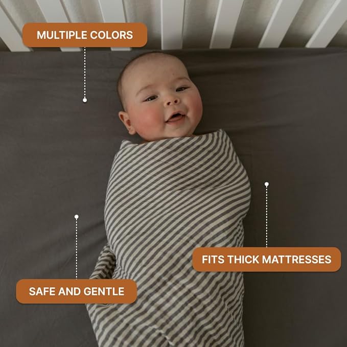 Parker Baby Soft & Durable Fitted Baby Crib Sheets | Snug Fit for Standard Crib Mattresses | Machine Washable, Fade-Resistant & Modern Nursery Designs