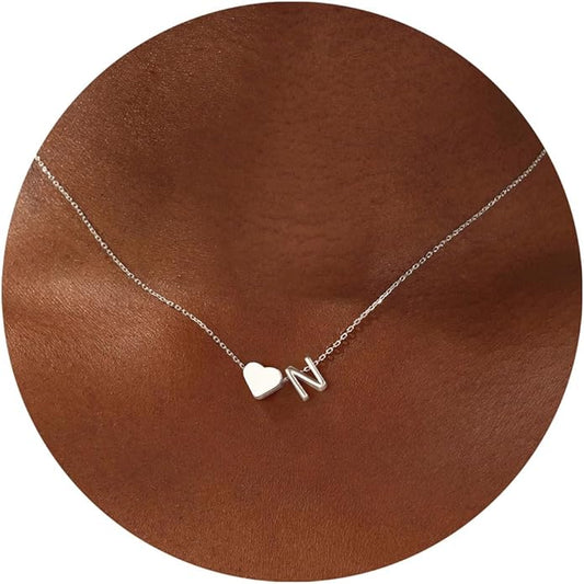 Turandoss Heart Initial Necklace for Women Teen Girls - 18K Gold Plated Letter A-Z Pendant Necklace Dainty Heart Necklaces Tiny Initial Necklaces Birthday Gifts for Women Jewelry