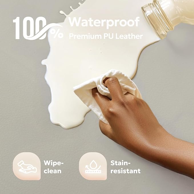 Mallify Vegan Leather Baby Play Mat, 50x50 Thick & Waterproof Foam Playpen Mat for Babies and Toddlers, Non-Toxic Baby Play mats for Floor, Gray