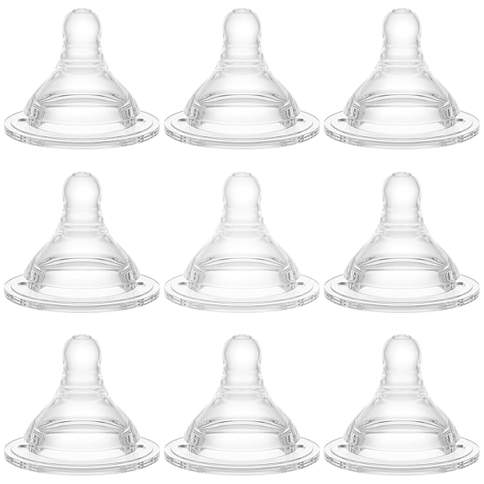 Bottle Nipples Ideal for Thicker Liquid Nipple Level 5, 9m+, Compatible with Wide-Neck Baby Bottle, 9 Count