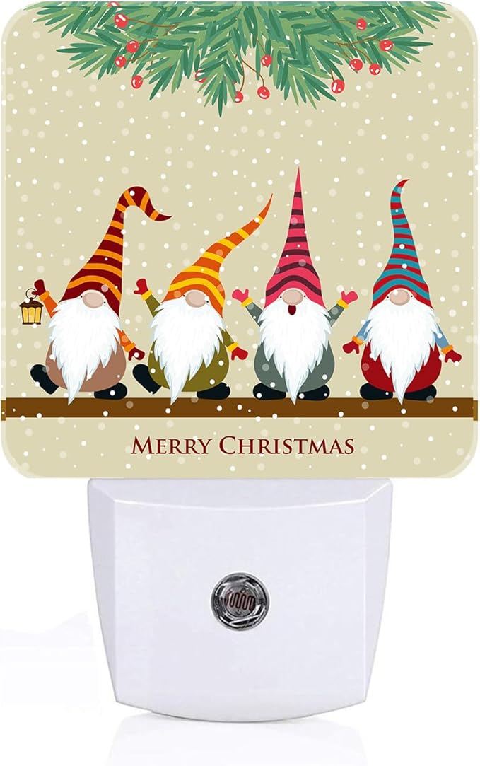 Christmas Gnomes Night Light,Plug-in Nightlights Auto Sensor Night Lamp Dusk to Dawn Lamp Home Decor for Nursery Children Girls Boys