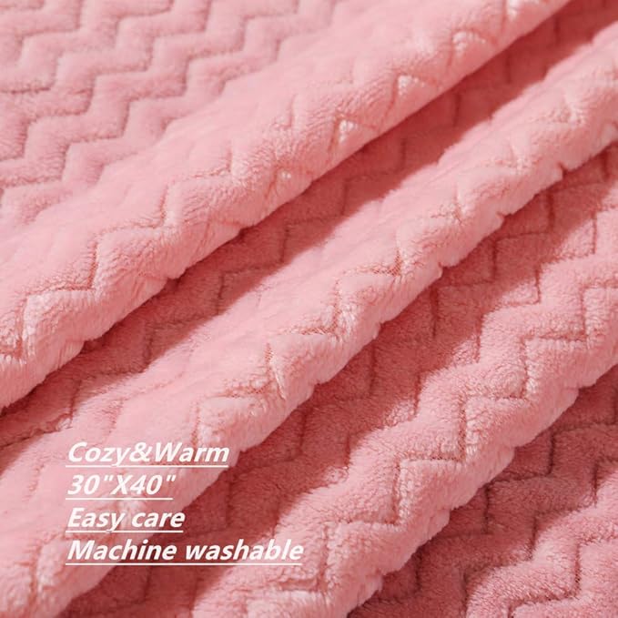 CREVENT 30''X40'' Soft Cozy Warm Baby Blankets for Boys Girls Solid Color - All Season Use - Newborn Essentials (Wave Pink)