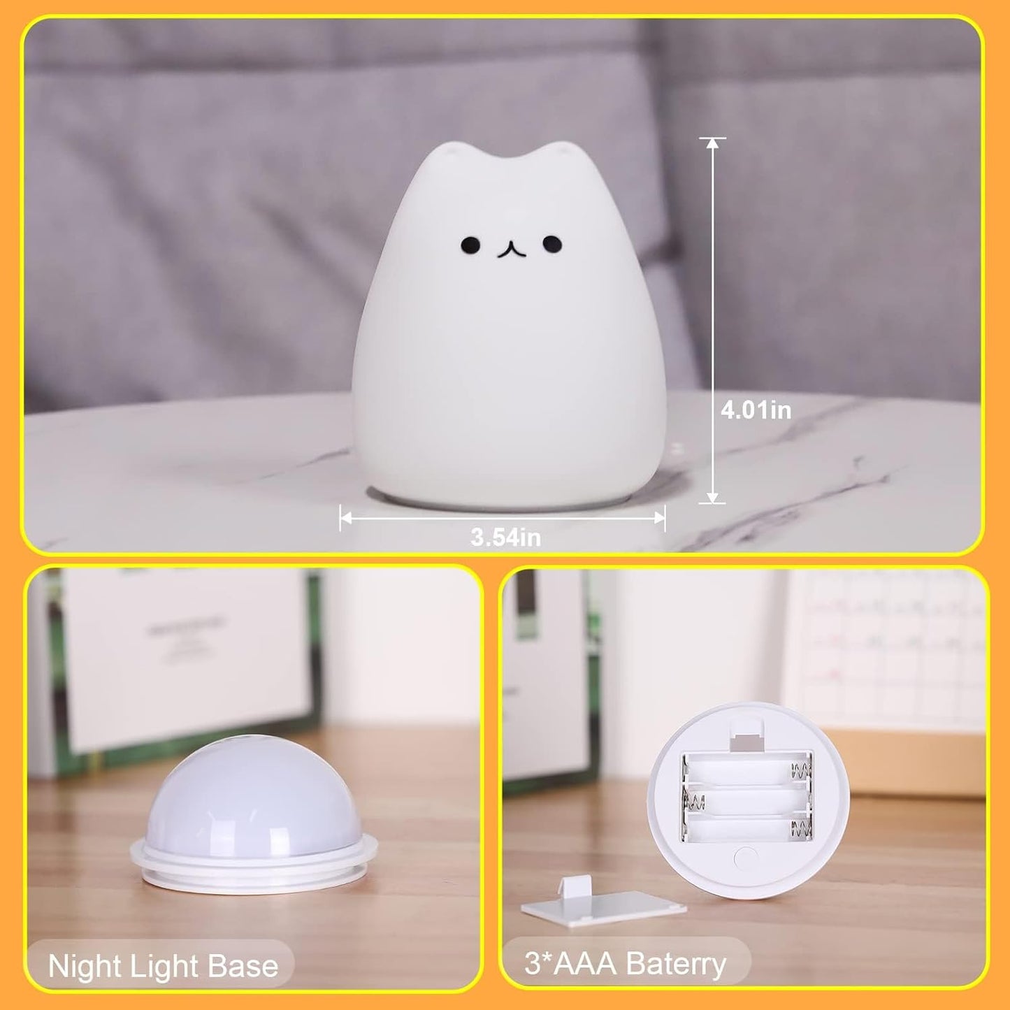 LOVERUIS Cat Lamp Night Light Girl Colorful Squishy Night Lights with 1 Hours Timer Kids Nightlight for Kids Room Gift for Toddle Kitty Lamp Girl